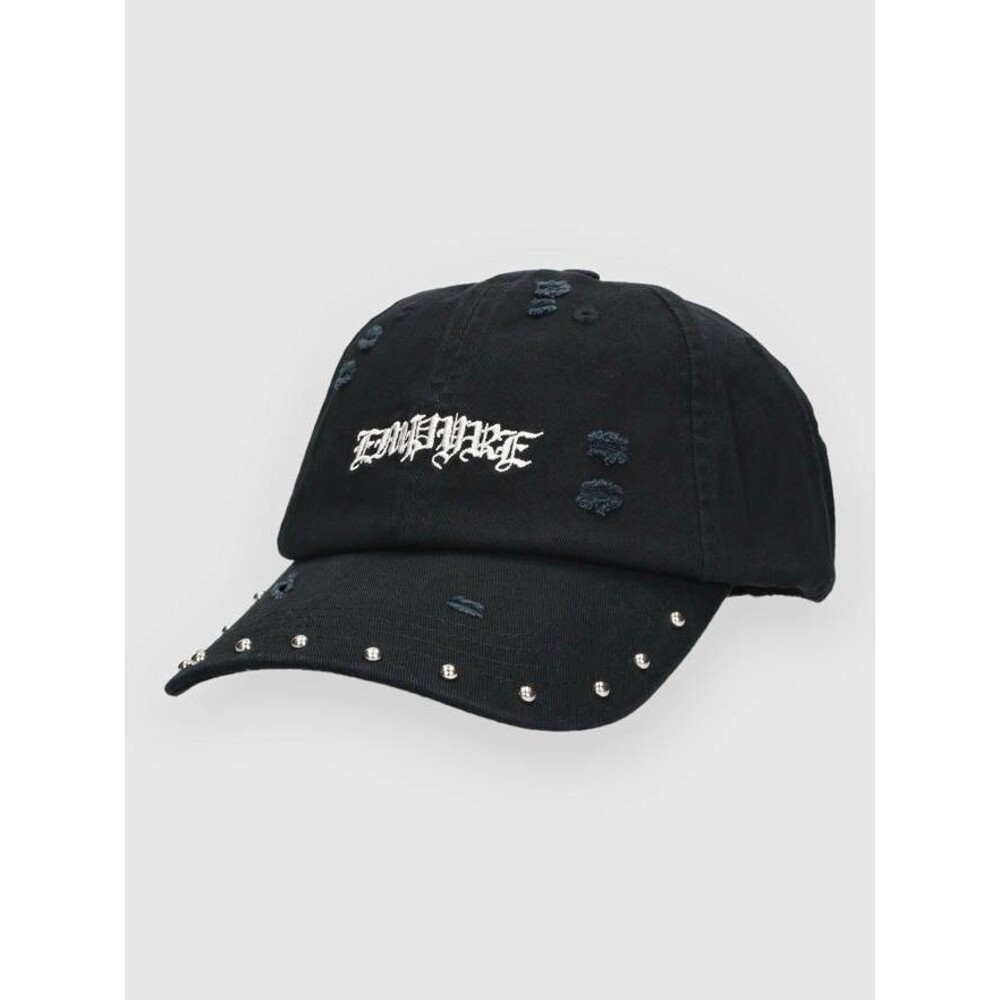 Empyre Grunge Logo Studded Distressed Black Strapback Hat